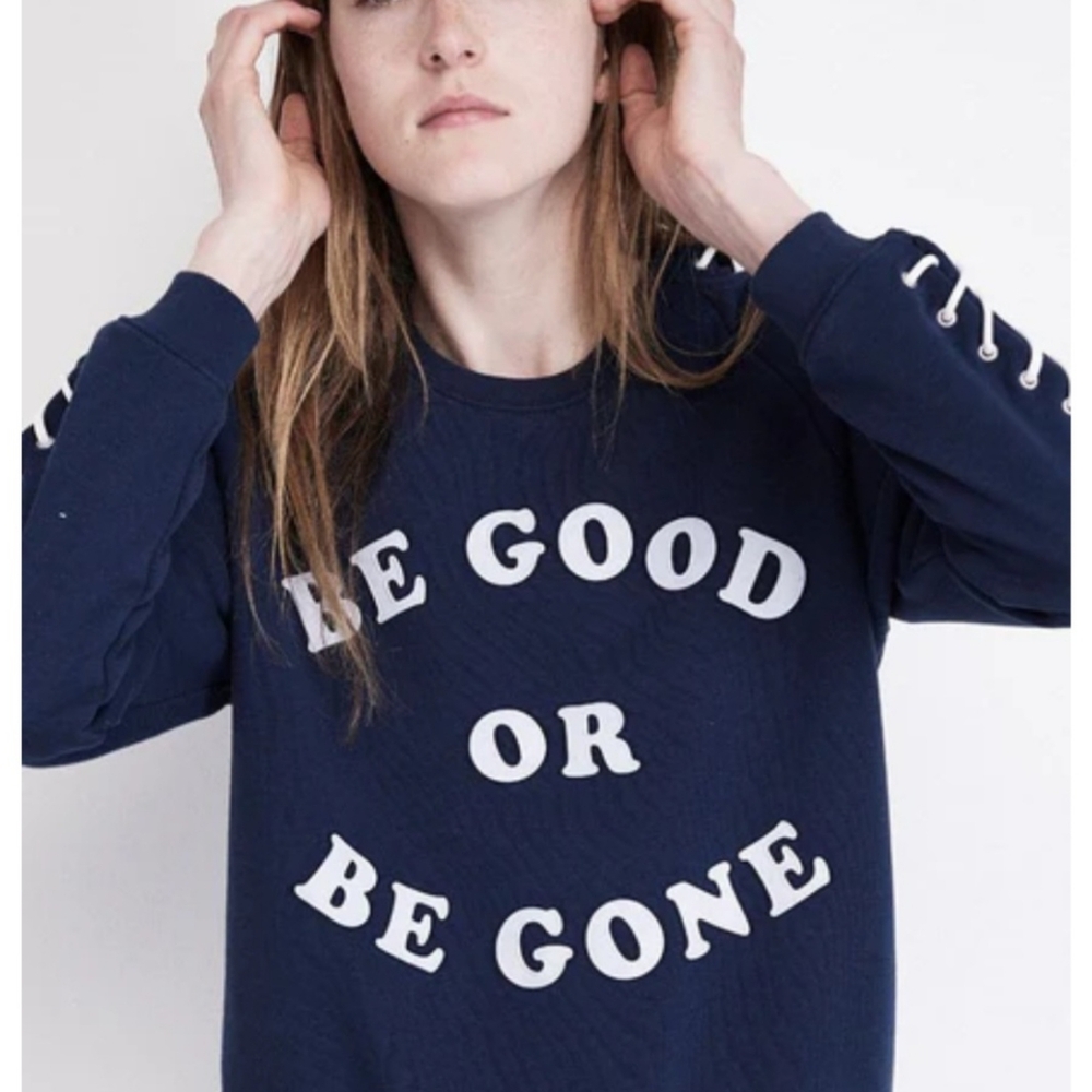 Zoe Karssen blue raglan sleeve White Laced Detail Coastal Casual Classic Sweater